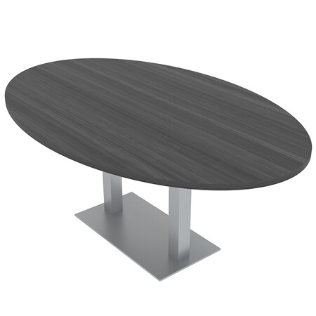 Skutchi Designs 45.25 in W, 71.5 in L, 29 in H, Engineered Wood Top, Grey HAR-OVL-46X72-DOU-ASIANNIGHT